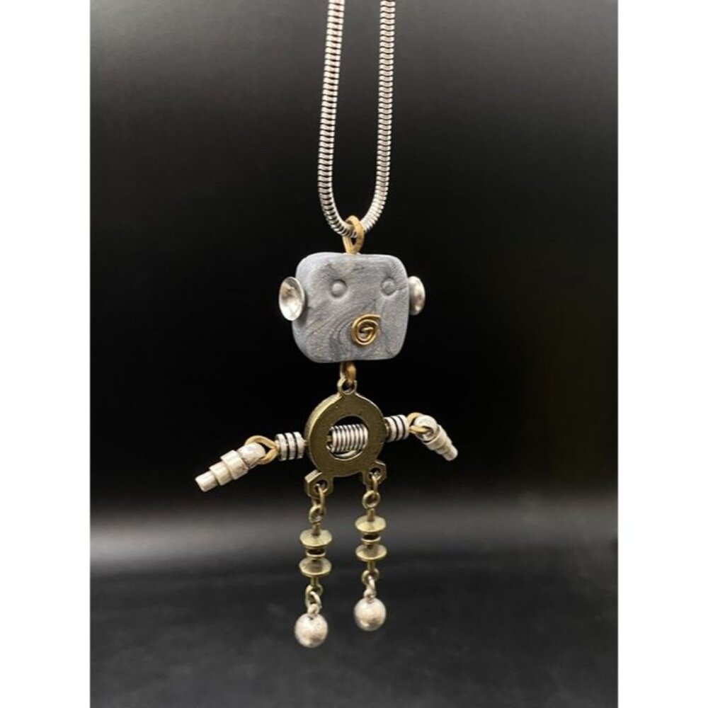 Sci-Fi Robot Silver Necklace Alchemy Science Fiction 18" Chain